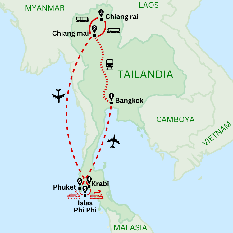 Itinerario grupo de viaje tailandia